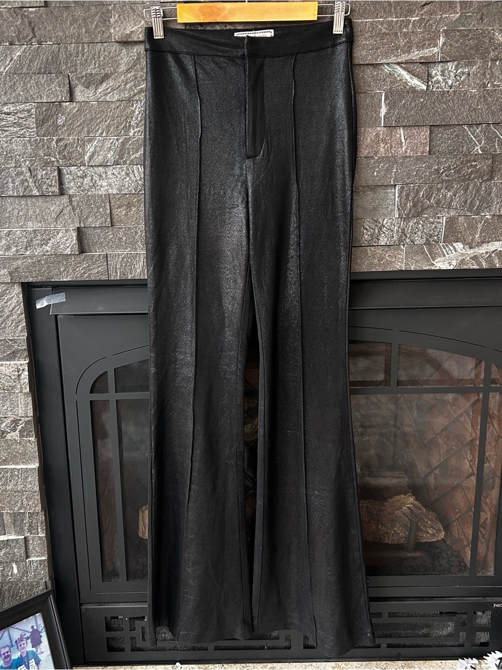 Flying Tomato Black Metallic Shimmer Flare Pants